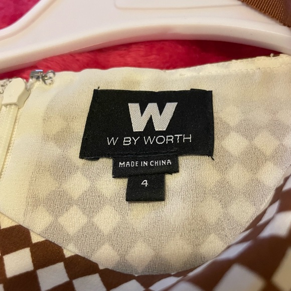 W by Worth, brown and white midi dress size 4 - Picture 2 of 3